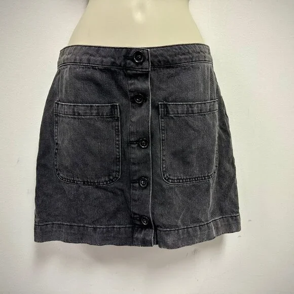 We The Free Black Button Front Super High Waisted Size 28 Regular Skirt - Picture 1 of 5